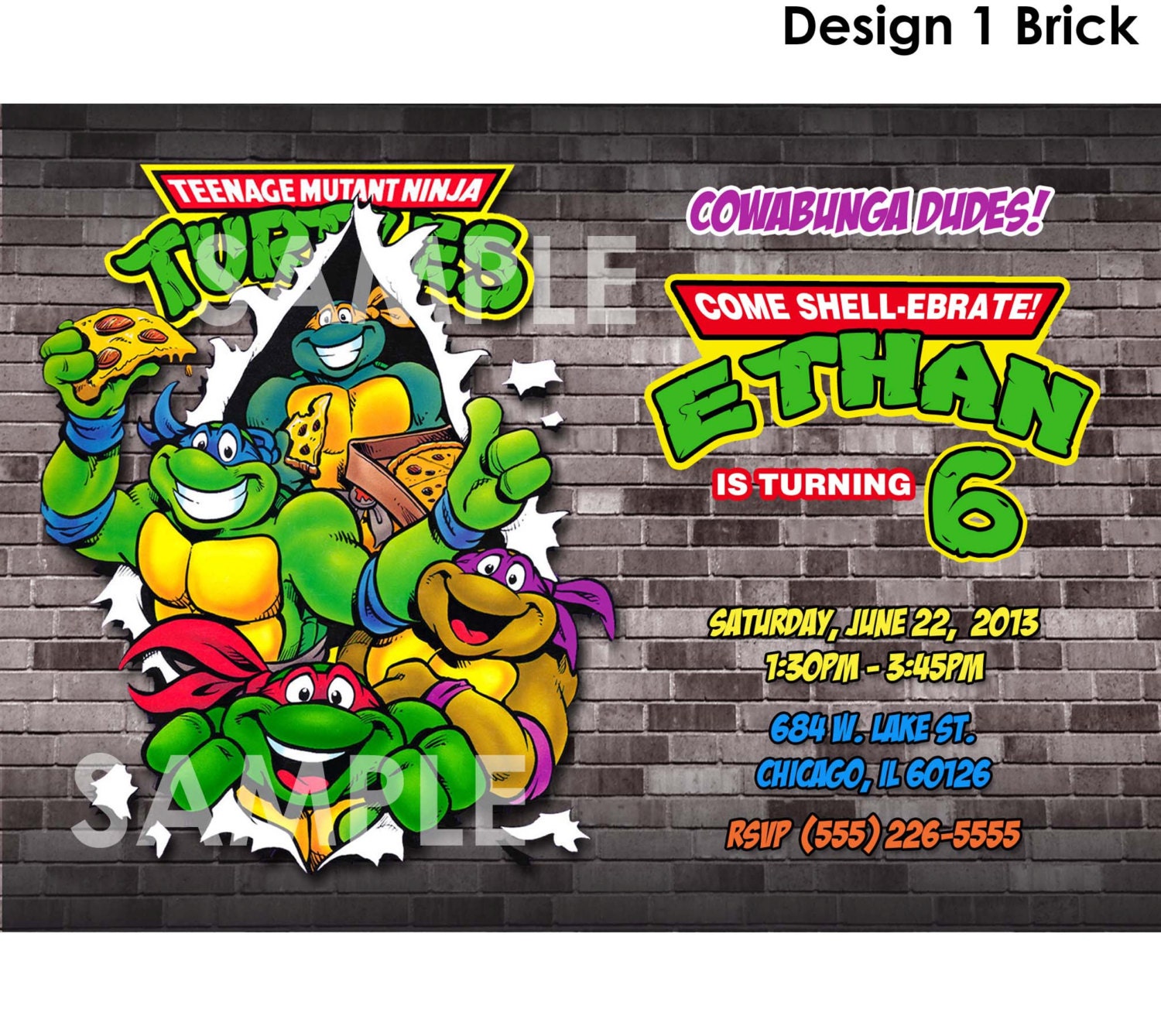 Teenage Mutant Ninja Turtles Invitation Printable TMNT