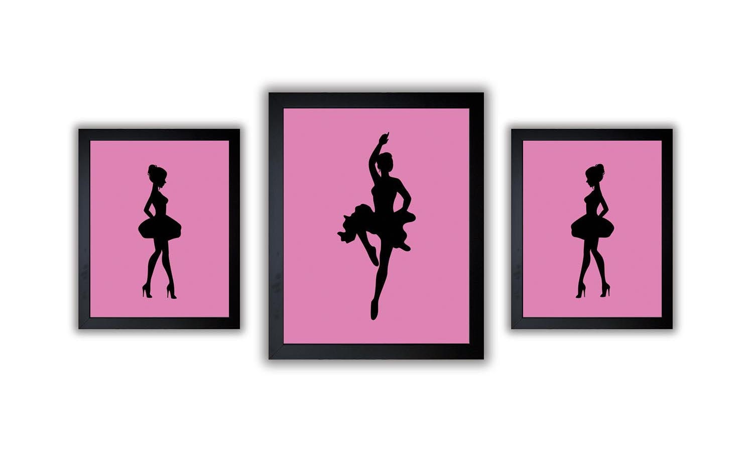 Ballerina Ballet Dancer Pink Girls Room Print Girls Art Nursery Art Nursery Print Set of 3 Child Bab