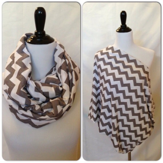 Items similar to Infinity Scarf/Breastfeeding cover- Gray chevron- PICK ...