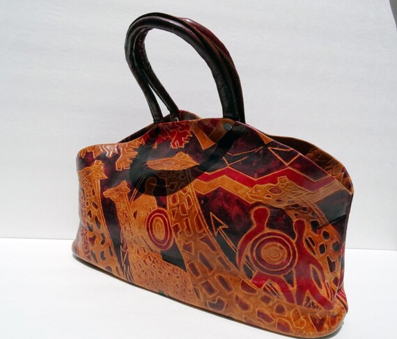 Items similar to Vintage Hand Tooled Leather Purse Made In India on Etsy