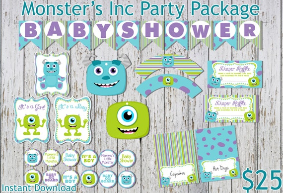 Monsters Inc Inspired Baby Shower Party Package