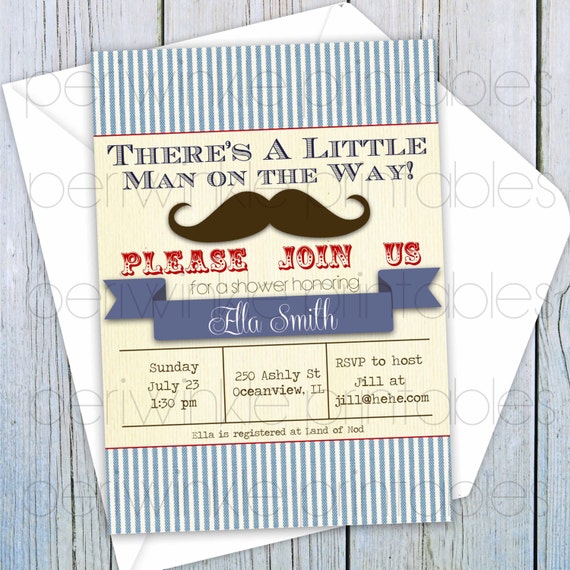 Printable Baby Shower Invitation, INSTANT DOWNLOAD Mustache Baby ...