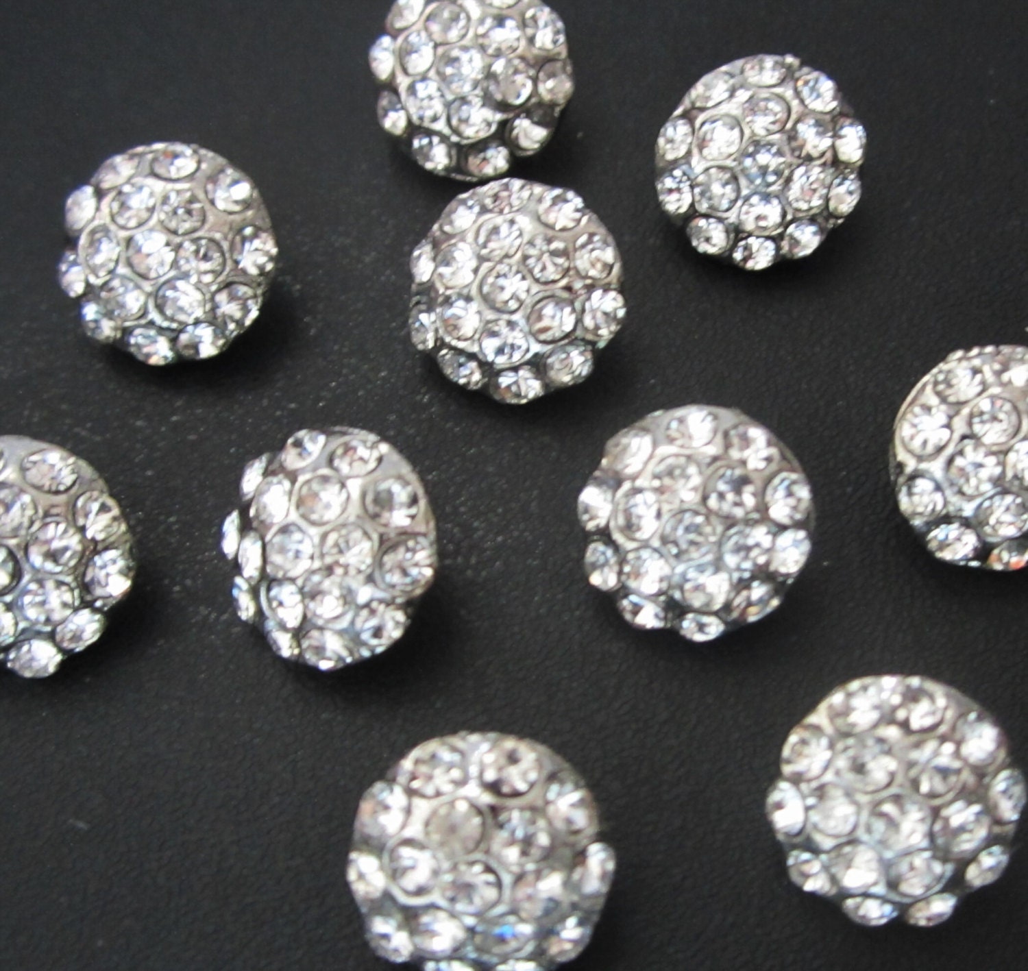 rhinestone buttons 10 small crystal rhinestone silver metal