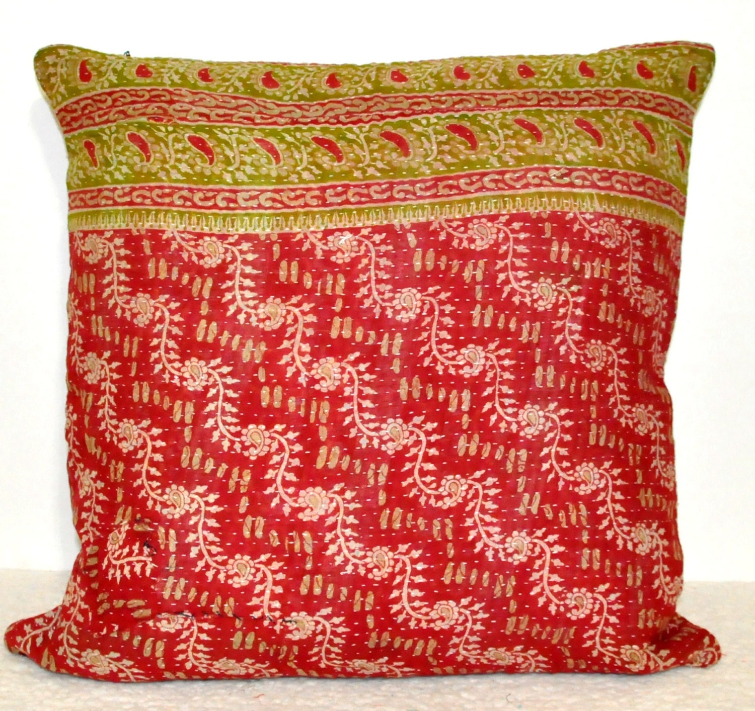 Vintage Kantha Decorative throw Pillow kantha by JaipurHandloom