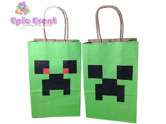 Items similar to 10 Minecraft Birthday Party Creeper Treat Sack Goody ...