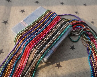 20pcs Mixed Colors Ball Chain Necklaces with connectors.. 27.5 inch Chain 1.5 mm--MN109