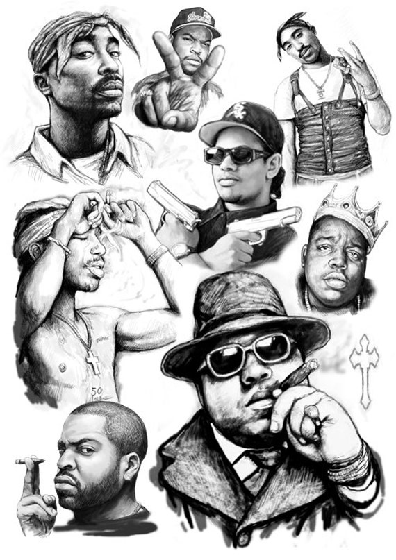 Items similar to 2pac, eazy-e, biggie smalls, ice cube rap star group
