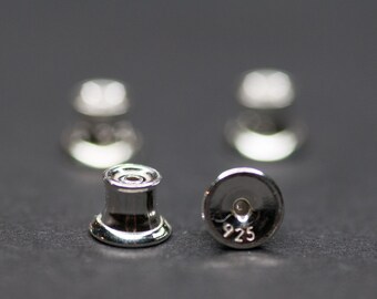 Sterling Silver Ear Stoppers, 10pic Fine Silver Ear Nuts, Sterling Silver Earrings Making Findings Supplies, AG925 Silver Beads For Earrings
