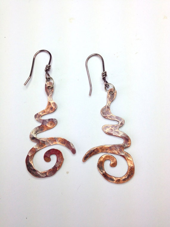 Copper Om Symbol Dangle Earrings