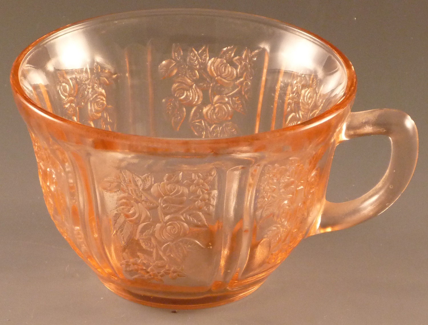 Sharon Pink Depression Glass Cup Cabbage Rose of Sharon