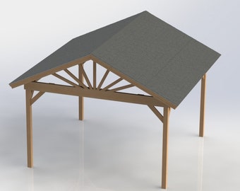 Gable Roof Gazebo Building Plans 16'x16' Perfect for Spas