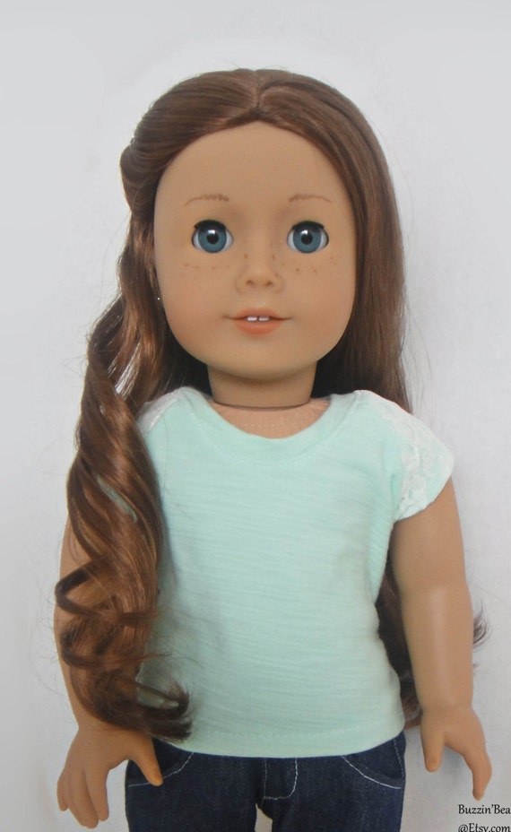 Mint Green Shirt with Lace Sleeves - American Girl Doll Clothes