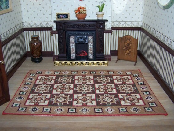 Hand stitched Dollhouse Carpet Medallions by WhimsyWooMiniatures