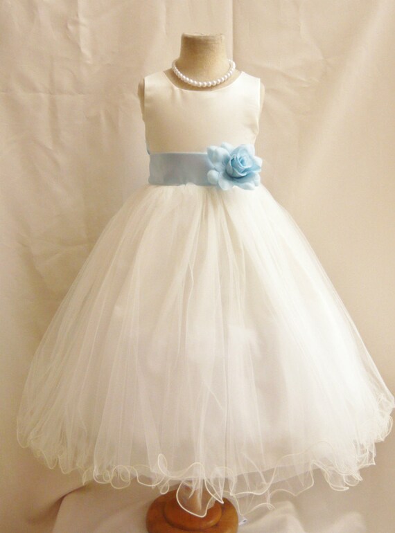Flower Girl Dresses IVORY with Blue Sky FD0FL by NollaCollection