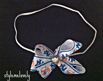 New York Yankees Baby Girl Bow Elastic Headband