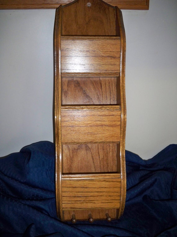 Vintage Solid Wood Mail Organizer Wall Hanging