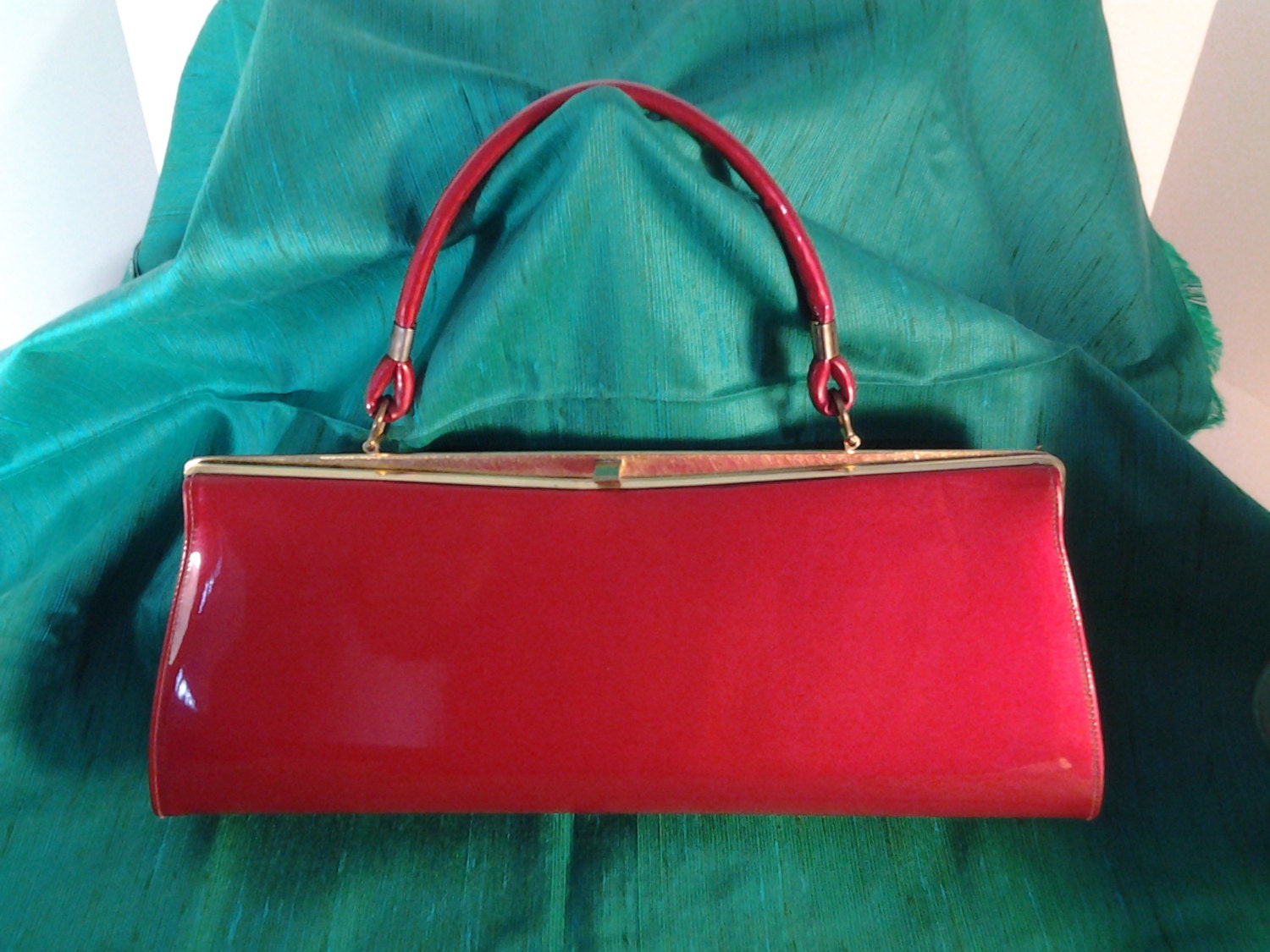 Red Patent Leather 1950s Handbag Mad Men Style