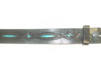 Hand painted & Tooled Leather Belt Strap