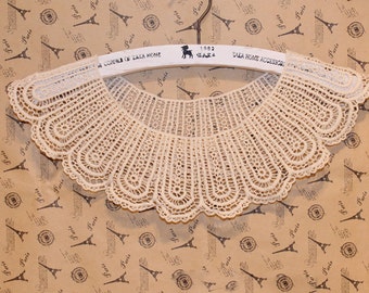 Lace Applique Beige Cotton Collar Altered Clothing Sewing Embellishing 1pc