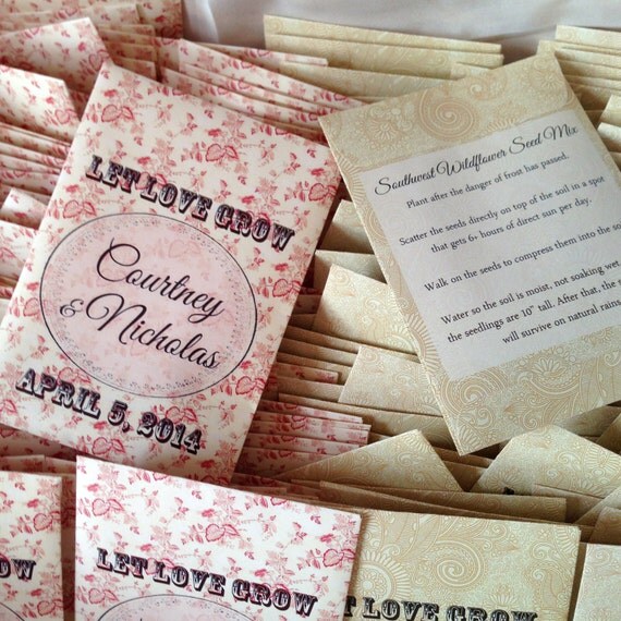 100 Wildflower Seed Packet Favors Let Love Grow by DIYIDo