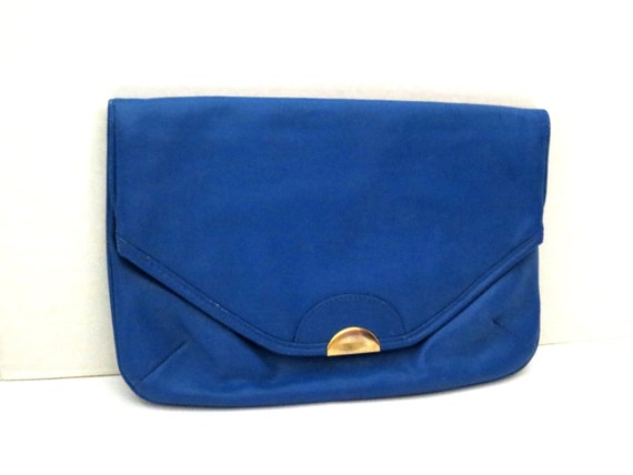 cobalt blue satin clutch bag