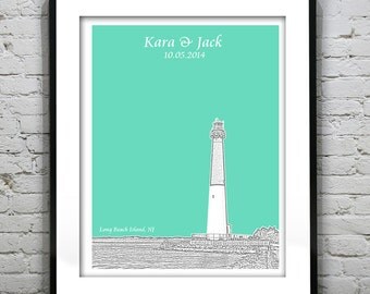Long Beach Island NJ Wedding Gift Guest Book Guestbook Personalized Poster Print -New Jersey NJ