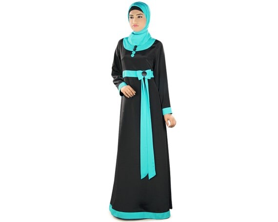 Asifa Noir Abaya Ay317 robe islamique moderne formelle et