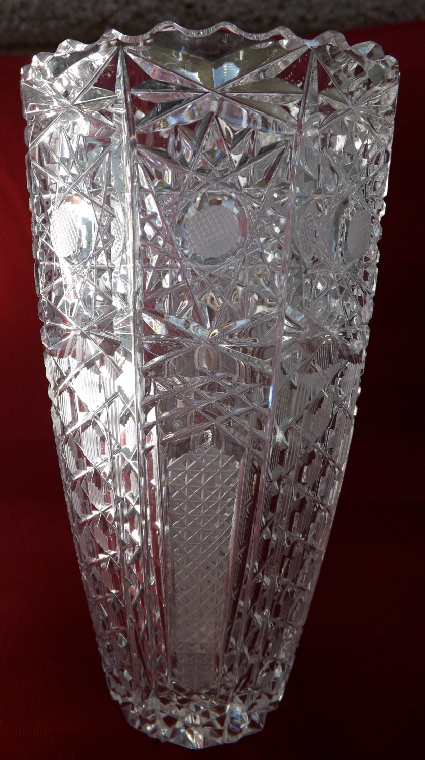 Vintage American Brilliant Cut Crystal Vase By Goldenbeeantiques 6084