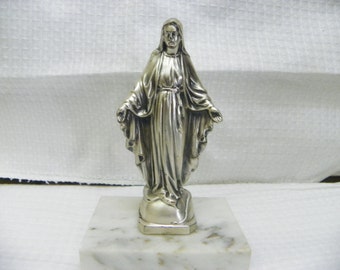 24K Gold Plated Virgin Mary Metal S tatue On Marble Base ...