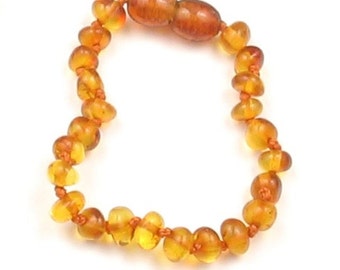 Baby Anklet or Bracelet Certified Baltic Amber Baroque Beads With Safety Screw Clasp. Matches Baby Teething Necklaces