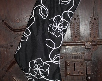 Faux Silk Taffeta Stocking - Ribbon Flowers