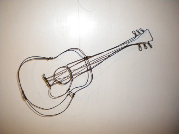 Guitar3-D steel wire sculpture