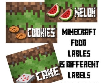 Printable Minecraft Inspired Food Tent Labels - 15 Different Labels + 1 ...