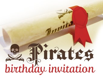 Pirate birthday invitation printable - Pirate themed party invite - papercraft party favors