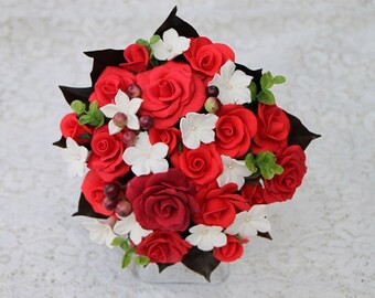 Red Roses and White Stephanotis Bouquet