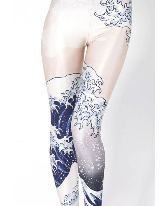 Great Wave Yoga Leggings printed Legging-(NOT white lace tights women white palazzo pants white thigh high stockings white thigh high socks