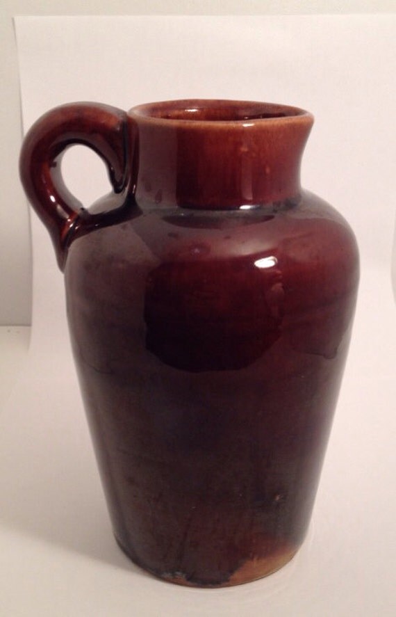 Items similar to Vintage Glazed Brown Stoneware Jug on Etsy