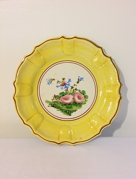 Vintage Yellow Flowered Serving Plate