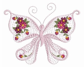 rippled flower butterfly machine embroidery design instant rippled flower butterfly machine embroidery design instant