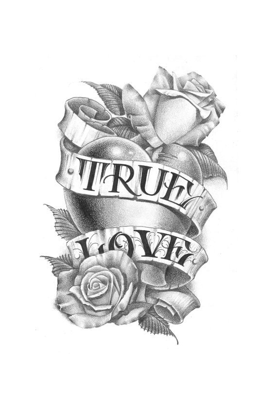 Items similar to Temporary True Love Tattoo, Black and White Flower ...