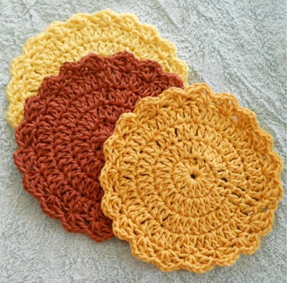 3 Crochet Cotton Dishcloths Round by MountainEagleCrafter