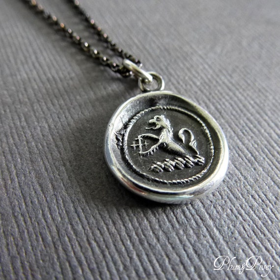 Lion Necklace Mens necklace Mens wax seal by PlumAndPoseyInc