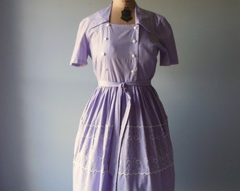 Vintage 1950s Dress / Violet Day Dress