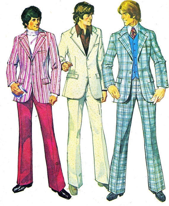 1970s Mens Suit Pattern Simplicity 5457 Mens Two Piece Suit