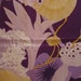 1.5 Yds Vintage 70s Thompson of California Fabric, Abstract Floating Florals in Plum, Gold, and White