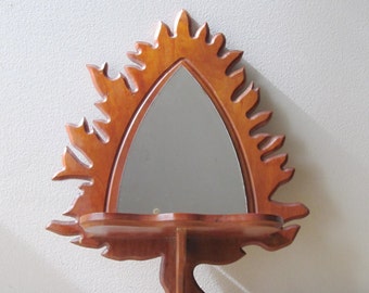 rustic nicknack shelf gingerbread gothic arch wall mirror