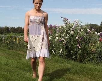 upcycled clothing, upcycled fashion, summer dress . perdue . XS - S