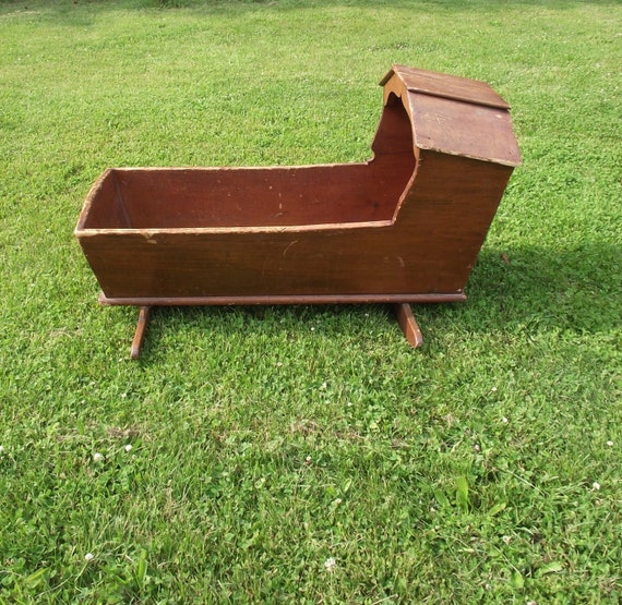 Antique Cradle 1800s Cradle Vintage Rustic Farm Hooded Cradle
