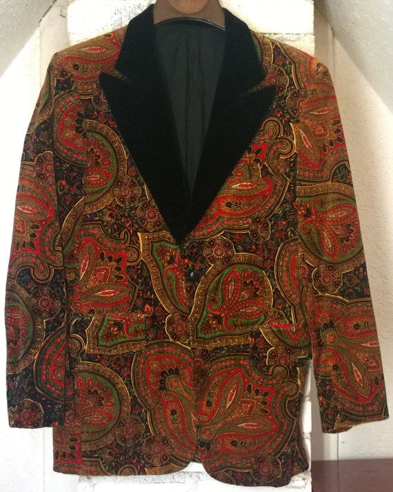 Vintage 1960s Paisley Velvet Tuxedo Jacket from After Six by Rudofker ...