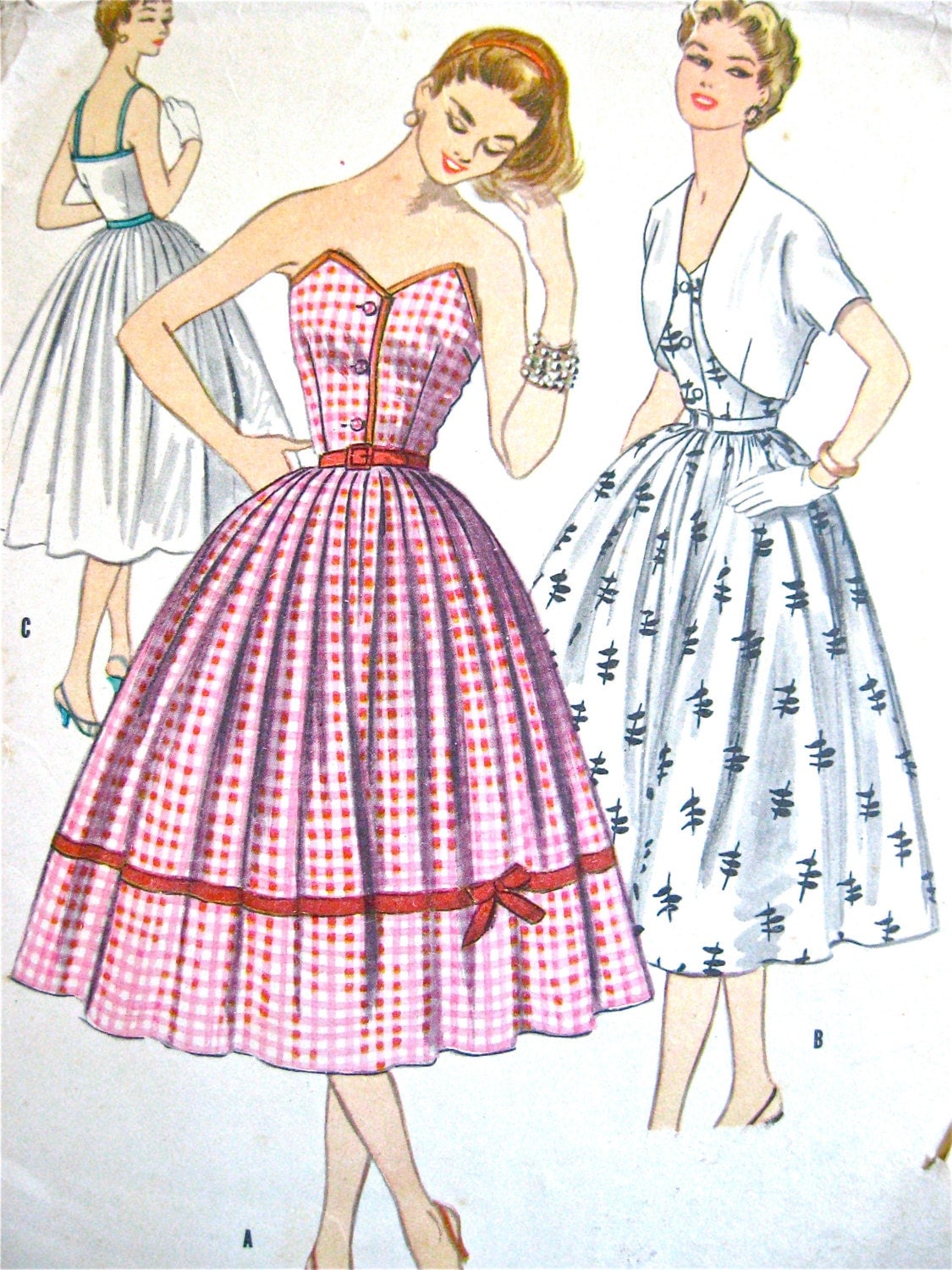 Vintage 1950s dress sewing pattern by McCalls. Bust 36